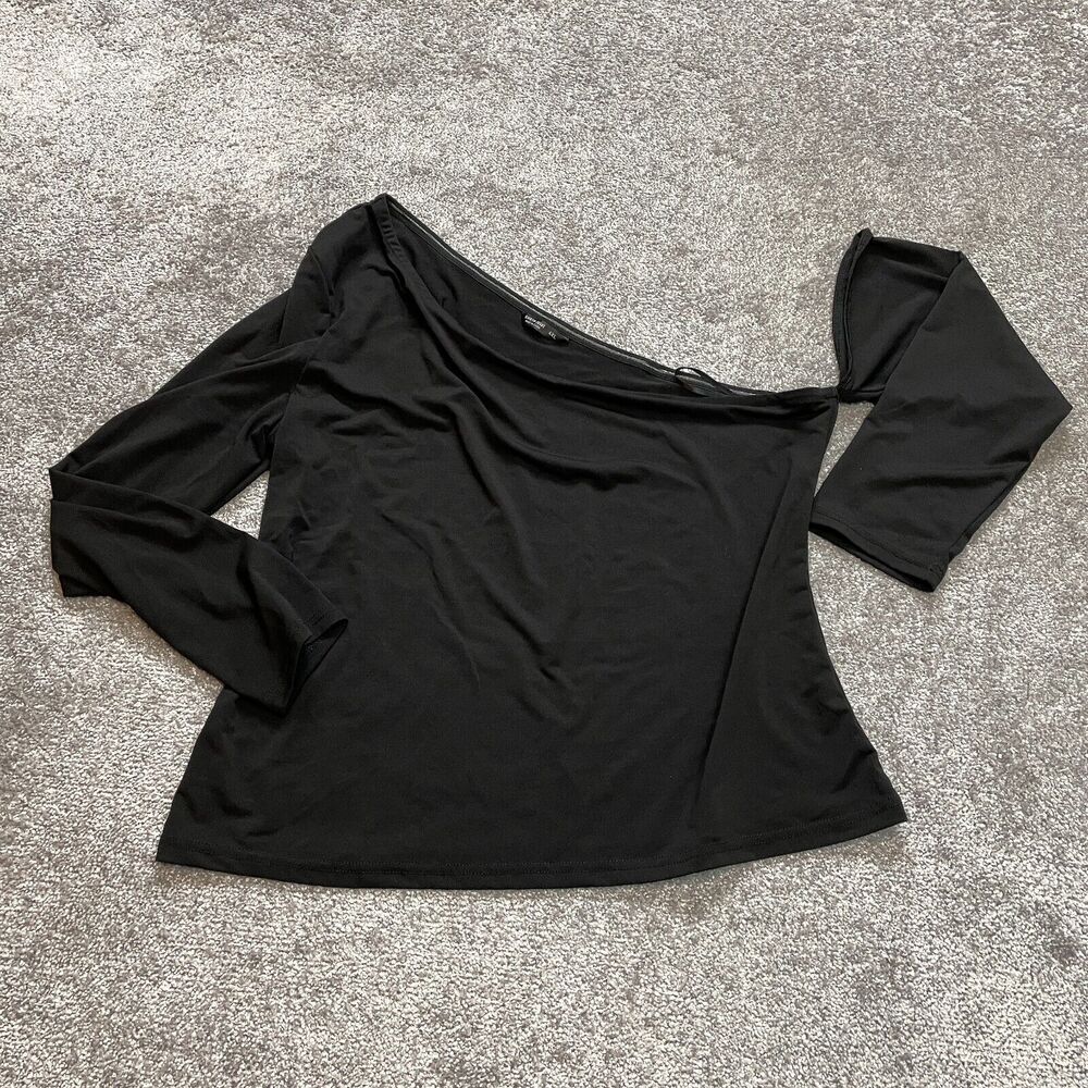 Shein Curve Blouse Shirt Womens 4XL Black Asymmetric Neck Light Polyester Soft